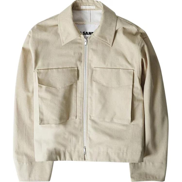 JIL SANDER Beige Plain Long Sleeve Zip-Up Jacket J22BN0101-J45073-927