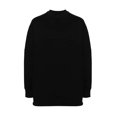 JIL SANDER Black Crewneck Oversized Sweatshirt with Patchwork Design J22GU0118J20128-BLACK