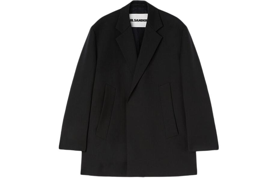 JIL SANDER Black Loose-Fit Solid Long-Sleeve Jacket with Notched Collar J21BN0132J40001001