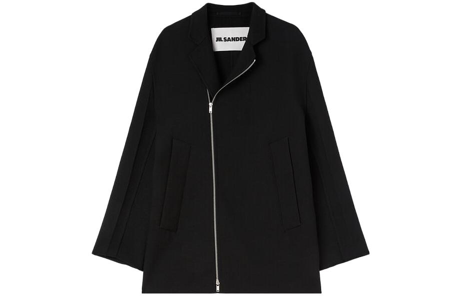 JIL SANDER Black Minimalist Zip-Up Collared Jacket J21BN0143J40007001