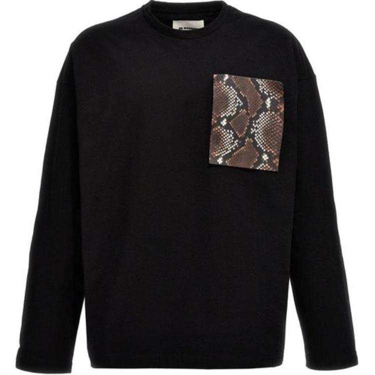 JIL SANDER Black Printed Crewneck Pullover Sweatshirt Long Sleeve J21GC0159-J20035-001