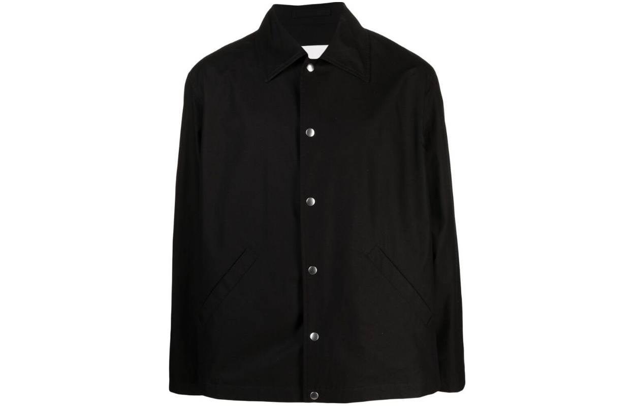 JIL SANDER Black Solid Color Long Sleeve Collared Button-Up Jacket J45071J2-3BN0003-001