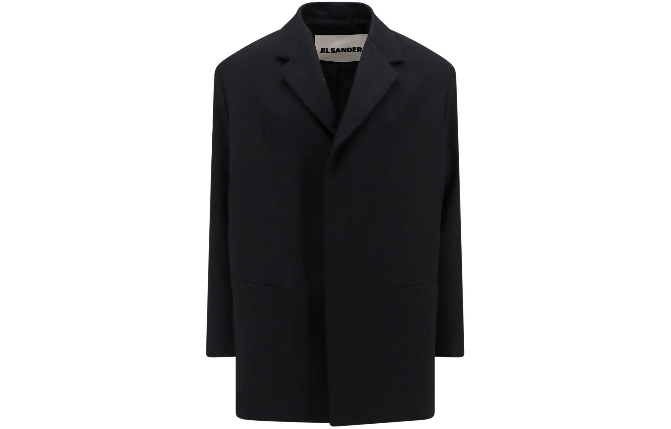 JIL SANDER Black Solid Color Loose-Fit Mid-Length Jacket J22BN0168-J40002-001