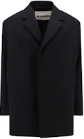 JIL SANDER Black Solid Color Loose-Fit Mid-Length Jacket J22BN0168-J40002-001 JIL SANDER Black Solid Color Loose-Fit Mid-Length Jacket J22BN0168-J40002-001
