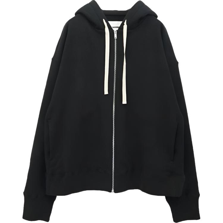 JIL SANDER Black Solid Color Slim Fit Zip-Up Hoodie Jacket J22HG0101-J20015-001