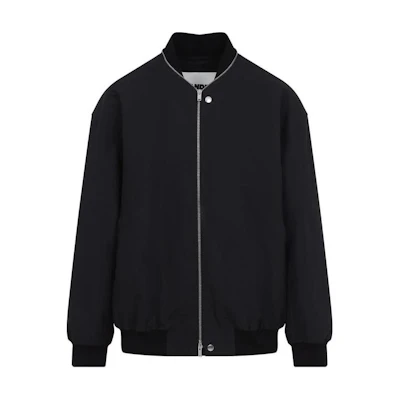 JIL SANDER Black Solid Color Zip-Up High Collar Jacket with Side Pockets J23SW0006J45225-001