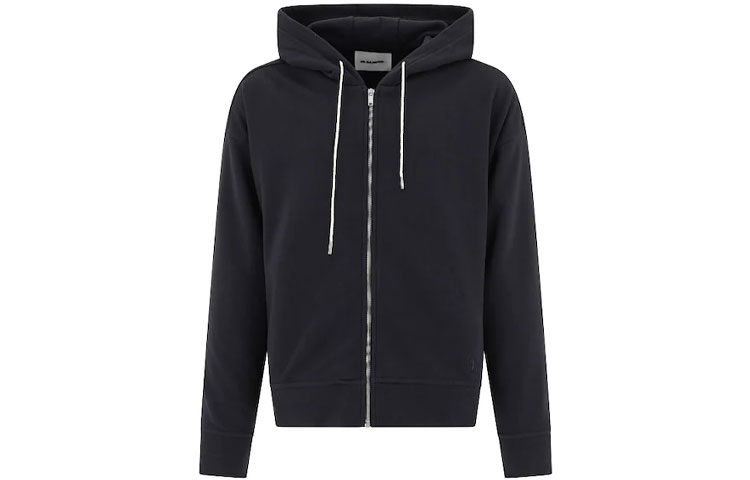 JIL SANDER Black Solid Color Zip-Up Hoodie Jacket JPUT707534MT248608-401