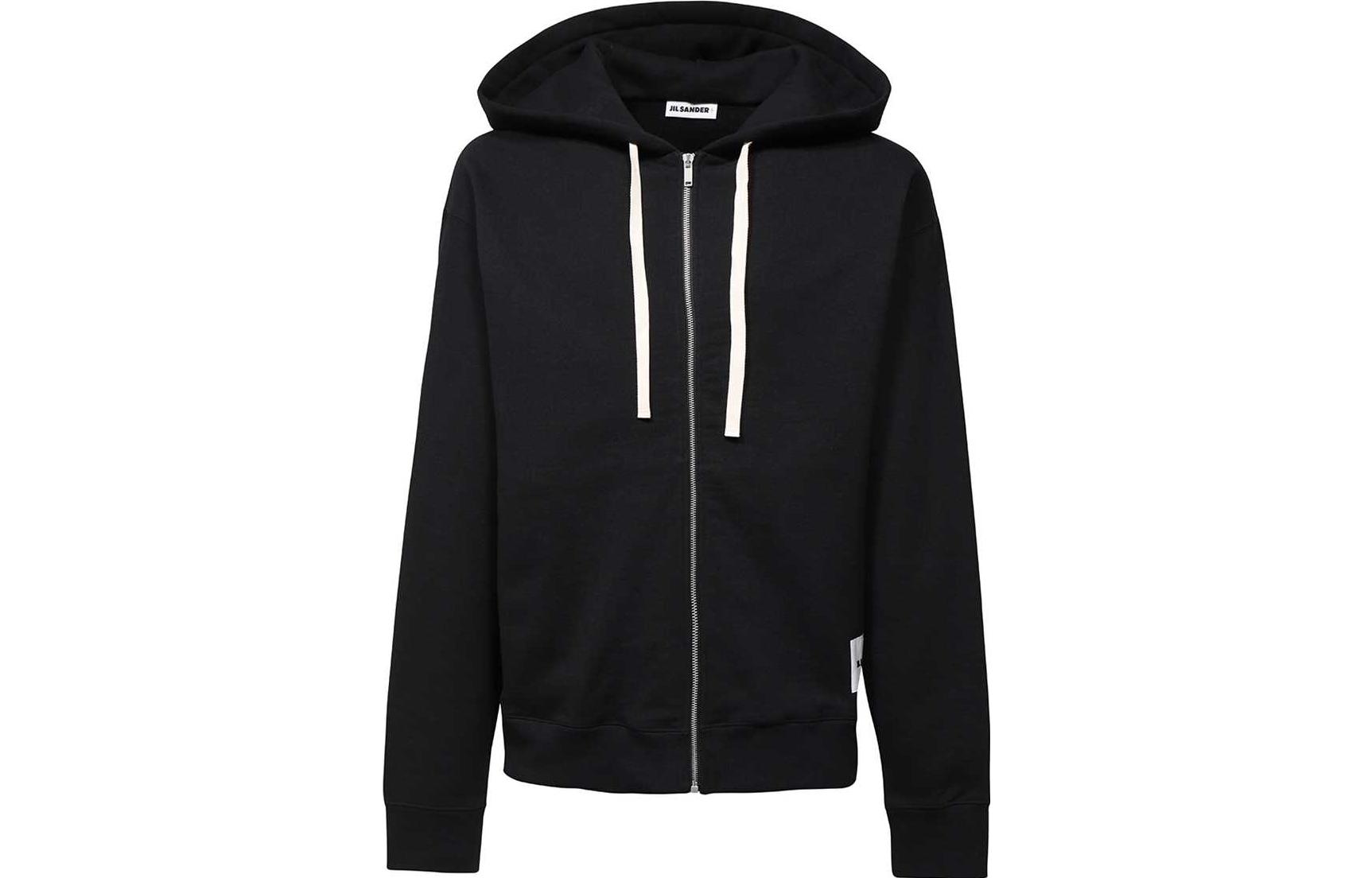 JIL SANDER Black Solid Color Zip Hoodie Jacket J47HG0101-J20039-001