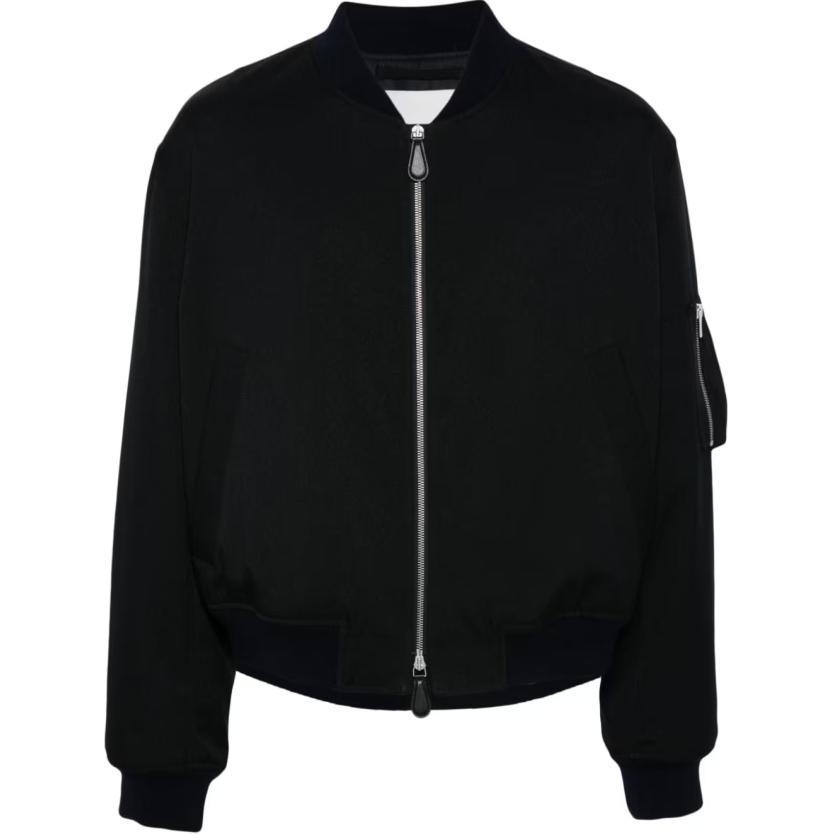 JIL SANDER Black Solid Zip-Up Bomber Jacket J22BN0241J70001402