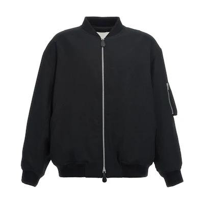 JIL SANDER Black Solid Zip-Up Bomber Jacket with Stand Collar J22BN024-0J40002-001