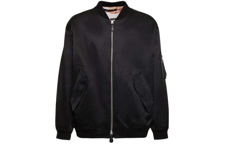 JIL SANDER Black Solid Zip-Up Stand-Collar Fitted Jacket J22BN0184J70001402