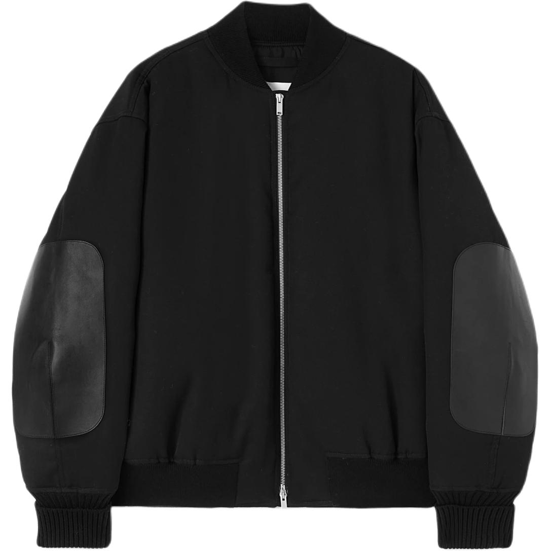 JIL SANDER Black Wool Zip-Up Jacket with Stand Collar and Relaxed Fit J22BN0159J40002001