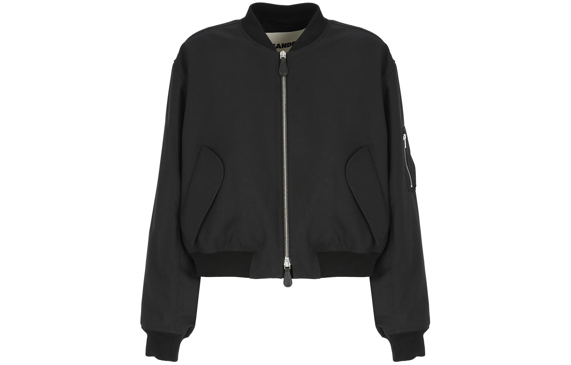 JIL SANDER Black Zip-Up Loose-Fit Baseball Collar Jacket J22BN018-5J70001-001