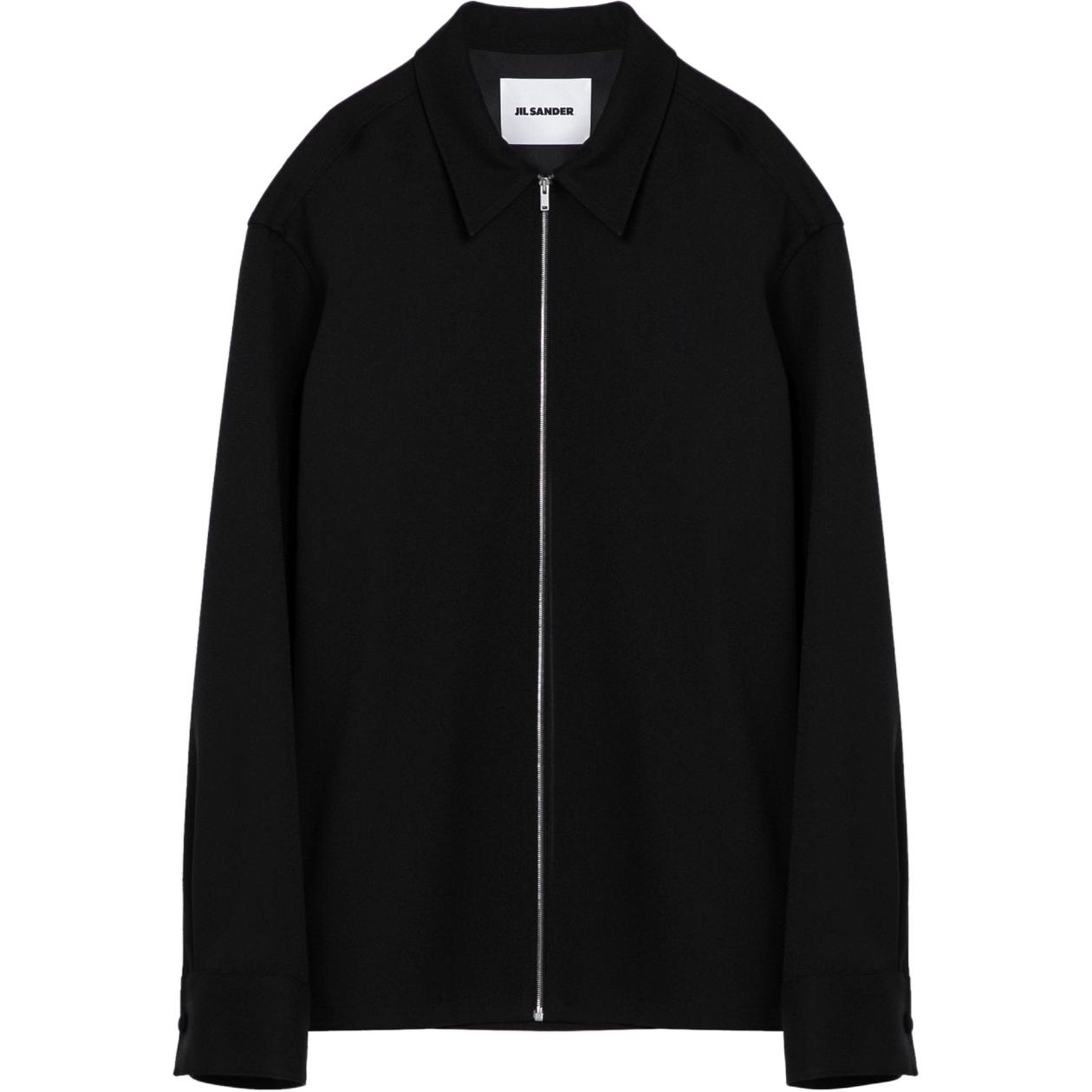 JIL SANDER Black Zip-Up Oversized Jacket with Pointed Collar J22DL0254-J70001-001