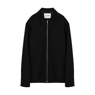JIL SANDER Black Zip-Up Oversized Jacket with Pointed Collar J22DL0254-J70001-001