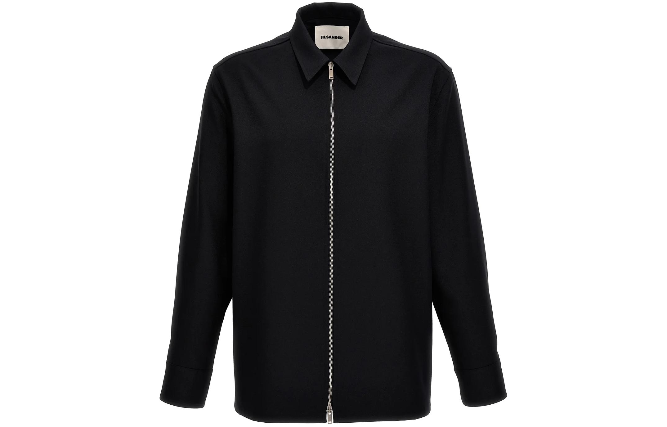 JIL SANDER Blue Solid Color Zipper Collared Long Sleeve Jacket J22DL017-8J70001-402