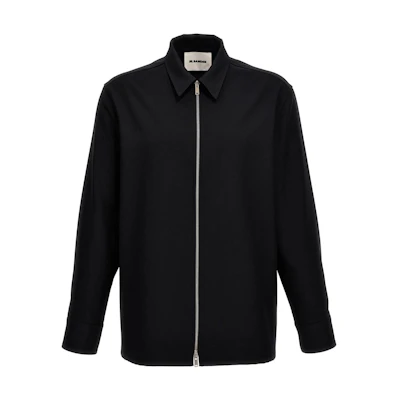JIL SANDER Blue Solid Color Zipper Collared Long Sleeve Jacket J22DL017-8J70001-402