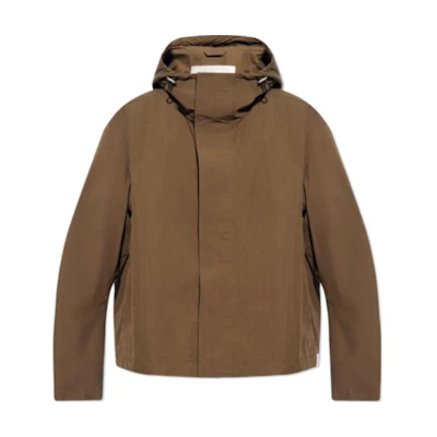 JIL SANDER Brown Oversized Hoodie Zip-Up Jacket J47BN0150-J45215-312