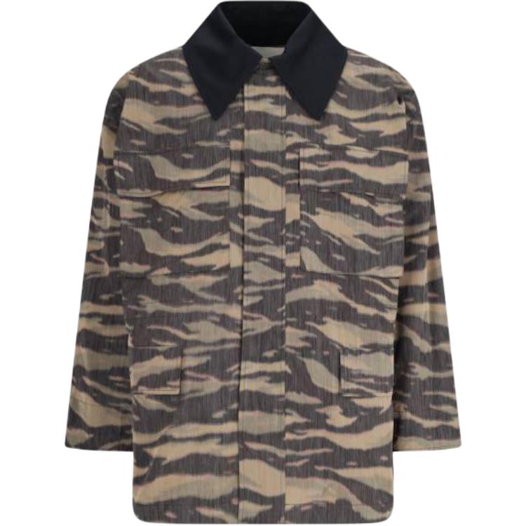 JIL SANDER Camo Print Loose Fit Drawstring Long Sleeve Jacket Multicolor J22SW0005J70187962