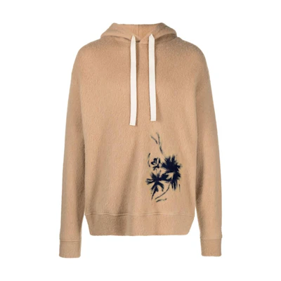 JIL SANDER Floral Print Hoodie Long Sleeve Beige J22NH0003J20060226
