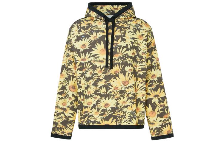 Jil Sander Floral Print Hoodie Yellow Long-Sleeve Pullover JVM1665565174960