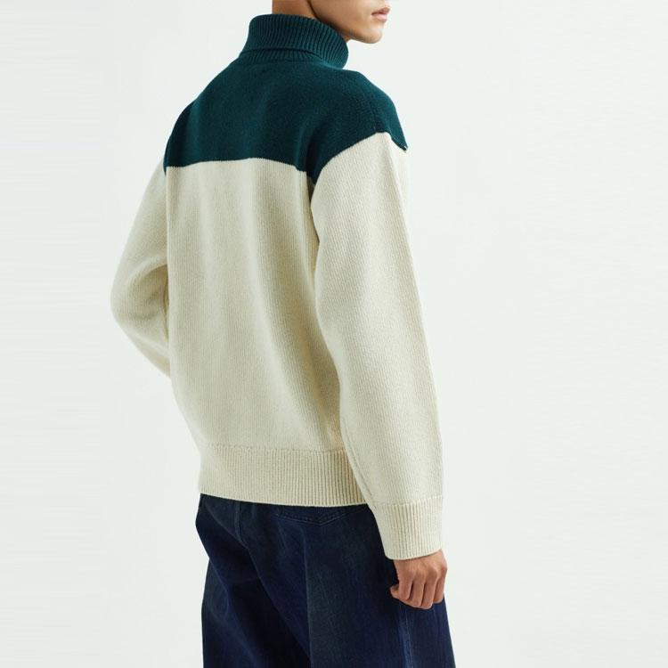 Shop Jil Sander FW21 白色撞色針織毛衣 男女款 JVM1623231866528