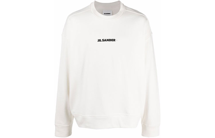 JIL SANDER FW21 White Cotton Crewneck Logo Printed Sweatshirt Long Sleeve JPUT707532-MT248608-102