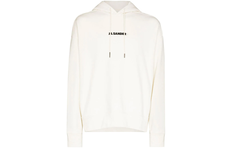 Order 질 샌더 FW21 화이트 로고 프린트 풀오버 후디. JPUT707533-MT248608-102