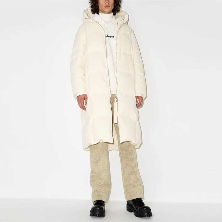 Lookbook 질 샌더 FW21 화이트 로고 프린트 풀오버 후디. JPUT707533-MT248608-102