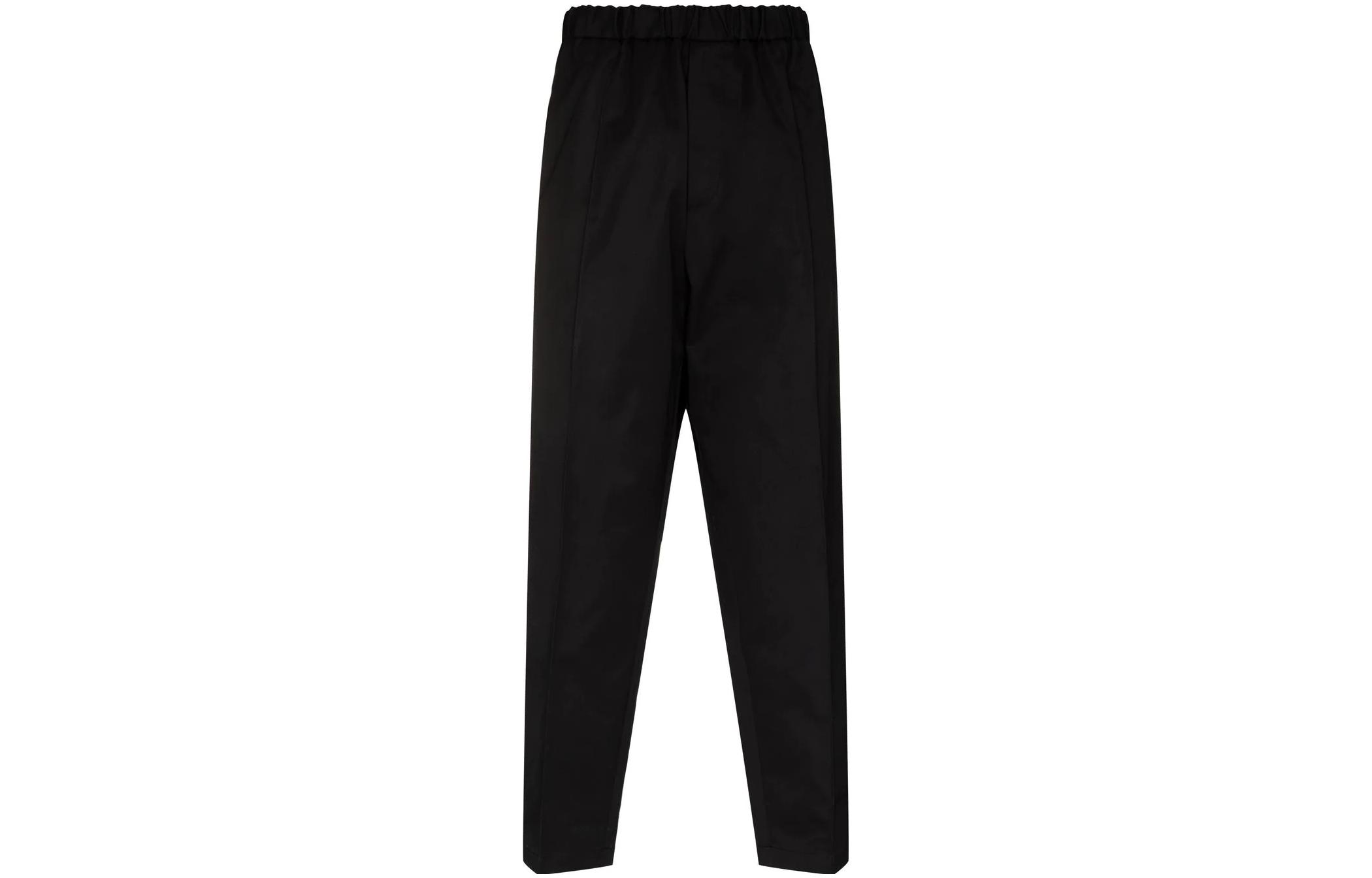 Order JIL SANDER FW22  Black Tapered Straight-Fit Elastic Waist Sweatpants. JSMU311131MU242800001