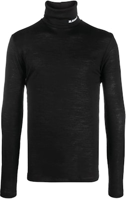 JIL SANDER FW22 Black Turtleneck Long Sleeve Tee with Logo Print. J47GC0020-J70021-001 Order JIL SANDER FW22 Black Turtleneck Long Sleeve Tee with Logo Print. J47GC0020-J70021-001