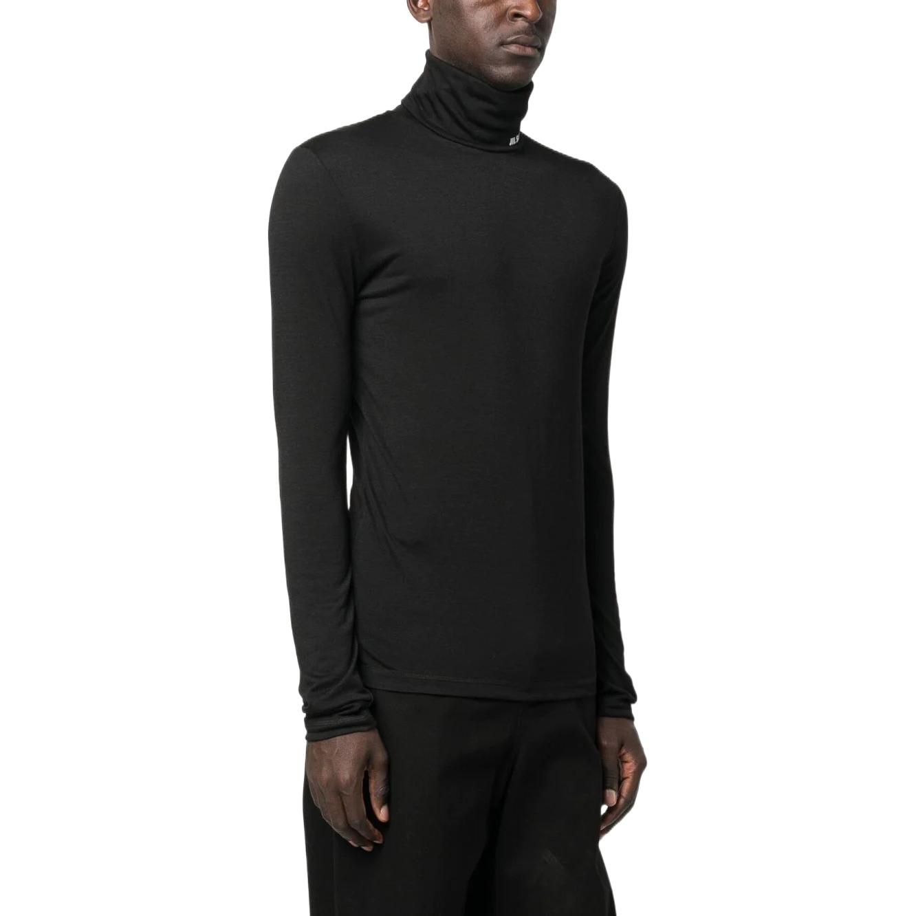 Details for 吉尔桑德 FW22 黑色高领长袖T恤 带标志印花。 J47GC0020-J70021-001
