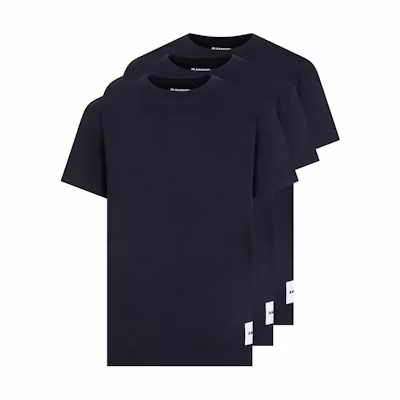 JIL SANDER FW22 Crewneck Logo T-Shirt 3-Pack Deep Blue. J47GC00-01J45048-402