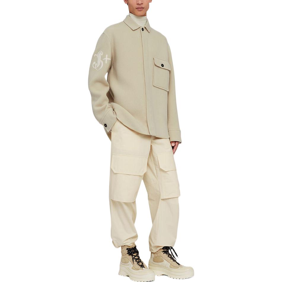 Shop Jil Sander FW22 卡其色領口襯衫外套. J47BN0019-J40031-278