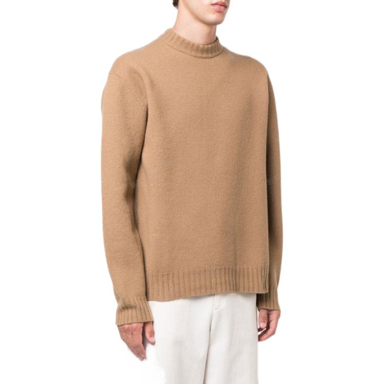 Shop Jil Sander 2022秋冬 純羊毛針織衫 卡其色。 J21GP0002-J14506-233