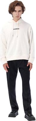 JIL SANDER FW22 White Logo Graphic Hoodie Pullover - Fall Season. J47GU0002-J45050-102 Lookbook JIL SANDER FW22 White Logo Graphic Hoodie Pullover - Fall Season. J47GU0002-J45050-102