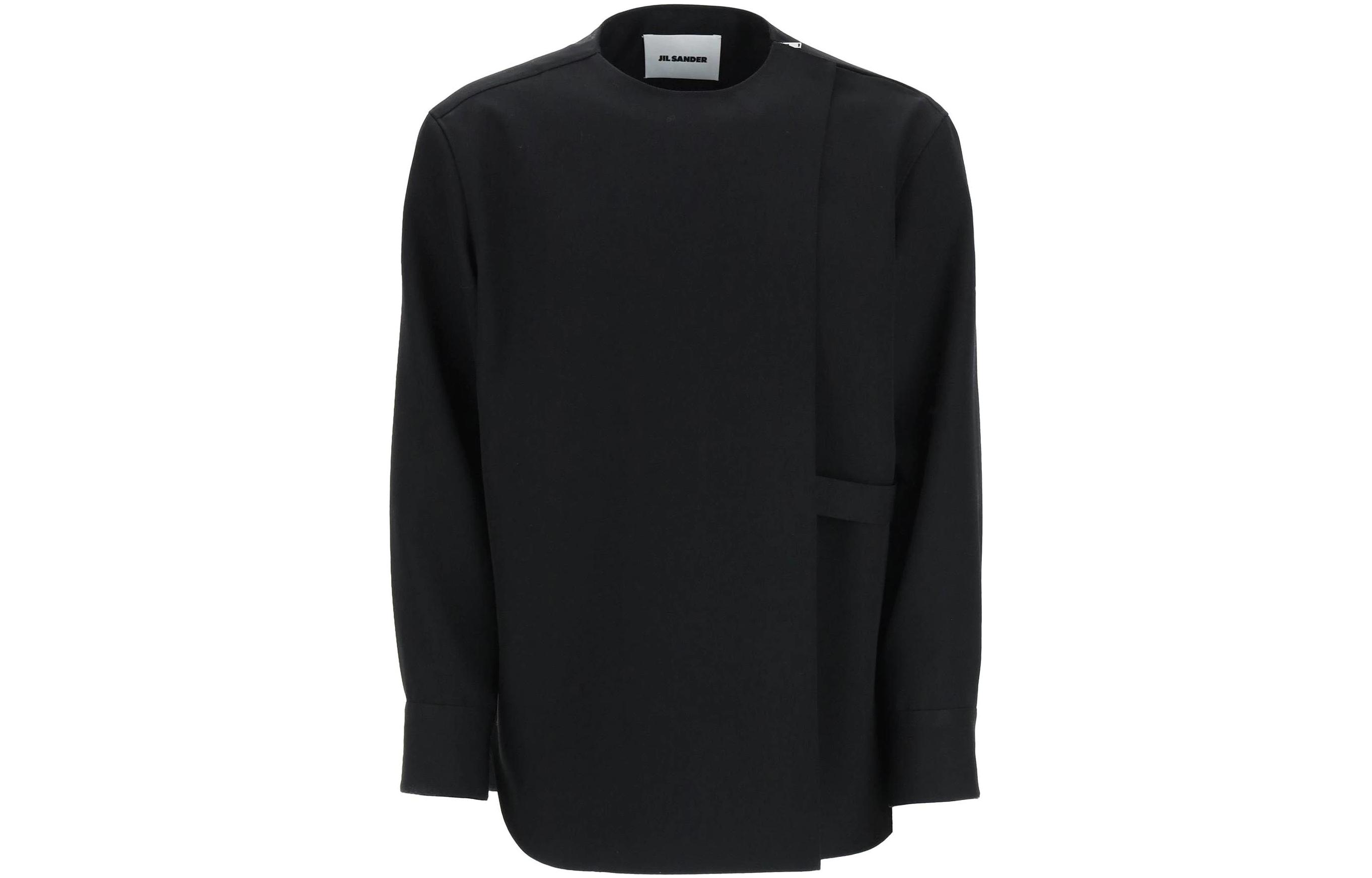 Jil Sander FW22 Black Solid Color Crewneck Long Sleeve Sweatshirt 222457UCW000001-001