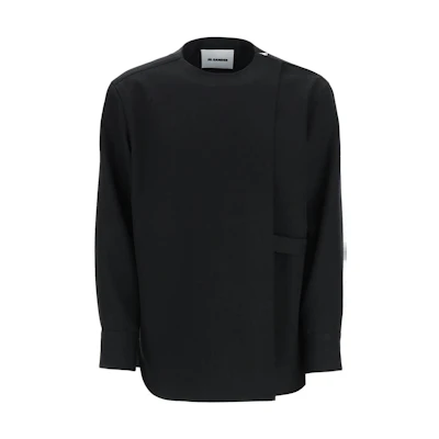Jil Sander FW22 Black Solid Color Crewneck Long Sleeve Sweatshirt 222457UCW000001-001