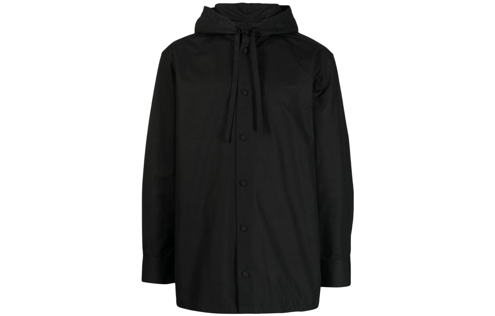 JIL SANDER FW22 Black Solid Color Drawstring Hooded Jacket for Men J21DL0028-J45002-001