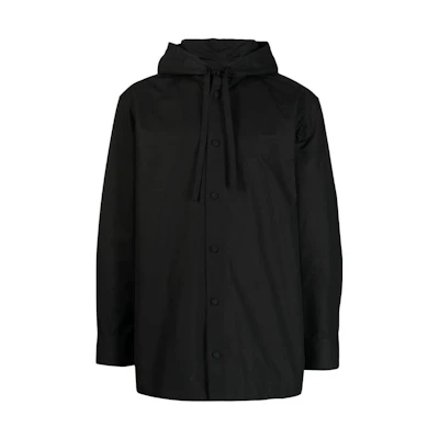 JIL SANDER FW22 Black Solid Color Drawstring Hooded Jacket for Men J21DL0028-J45002-001