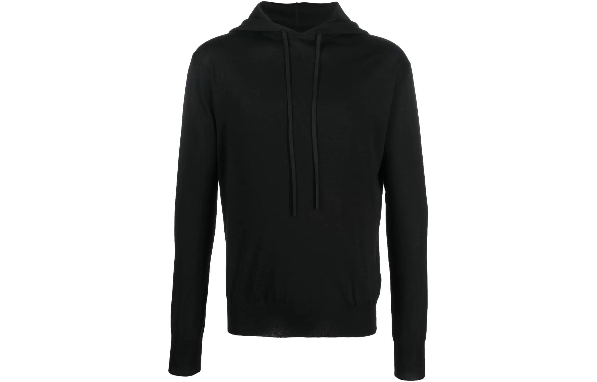 JIL SANDER FW22 Black Solid Color Drawstring Hoodie J21GP0032J14571