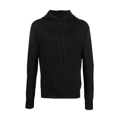 JIL SANDER FW22 Black Solid Color Drawstring Hoodie J21GP0032J14571