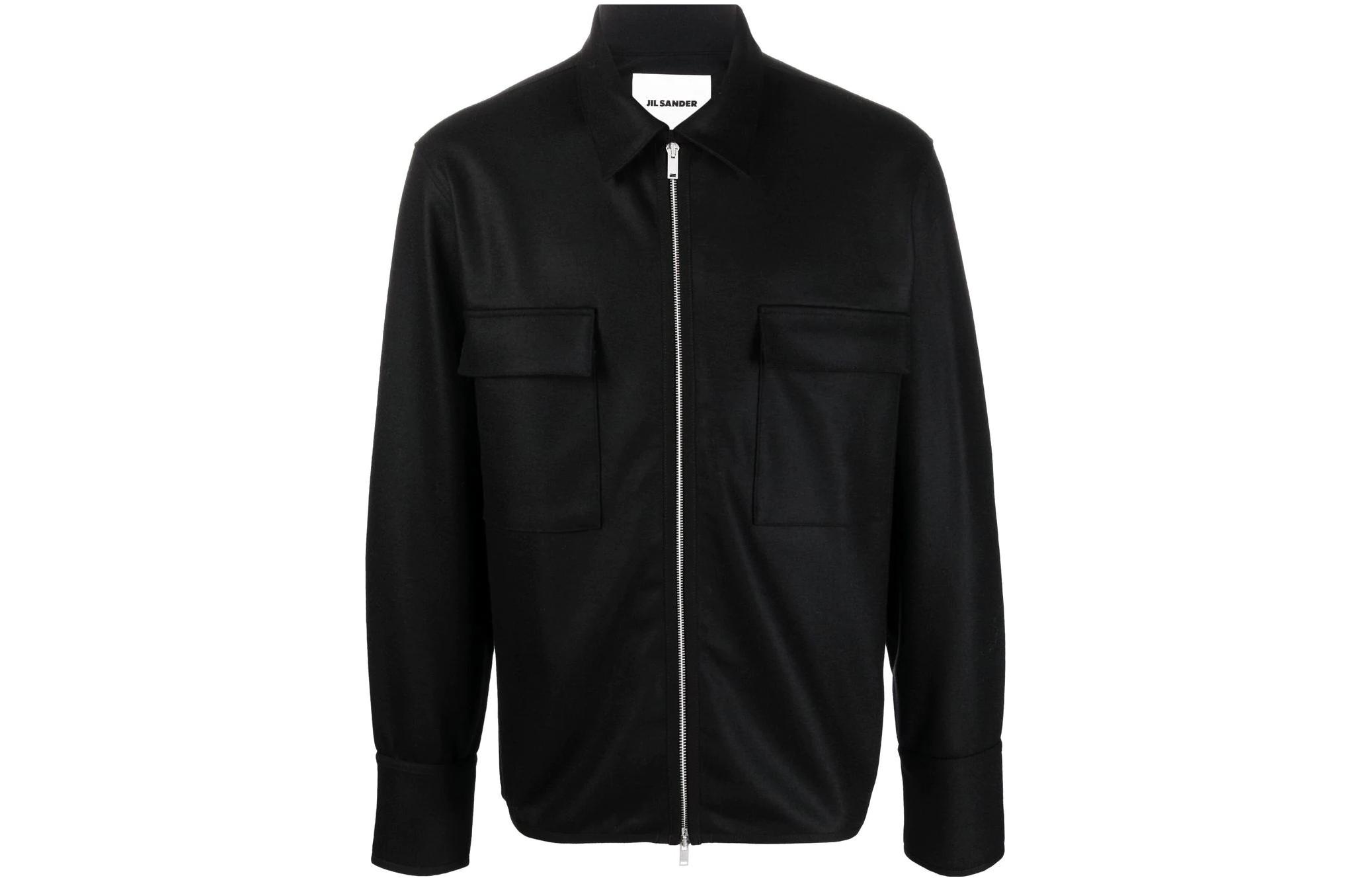 JIL SANDER FW22 Black Solid Shirt-Style Jacket J21DL0045-J40045-001