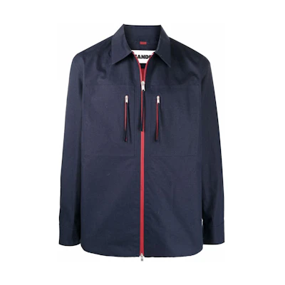 Jil Sander FW22 Blue Casual Zip-Up Utility Jacket with Chest Pocket JPUU420609MU243900-405