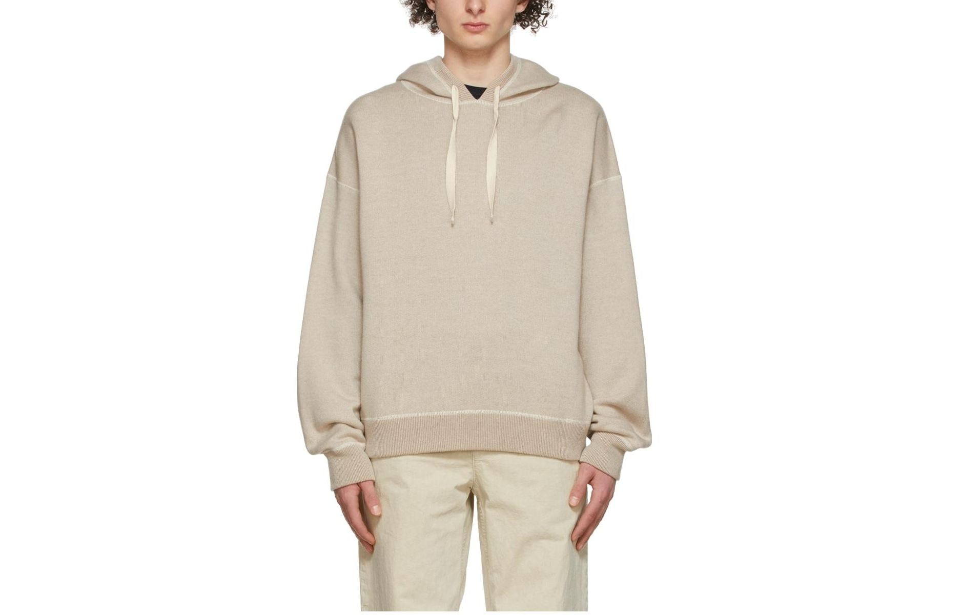 JIL SANDER FW22 Coffee Brown Solid Color Pullover Hoodie 8800381