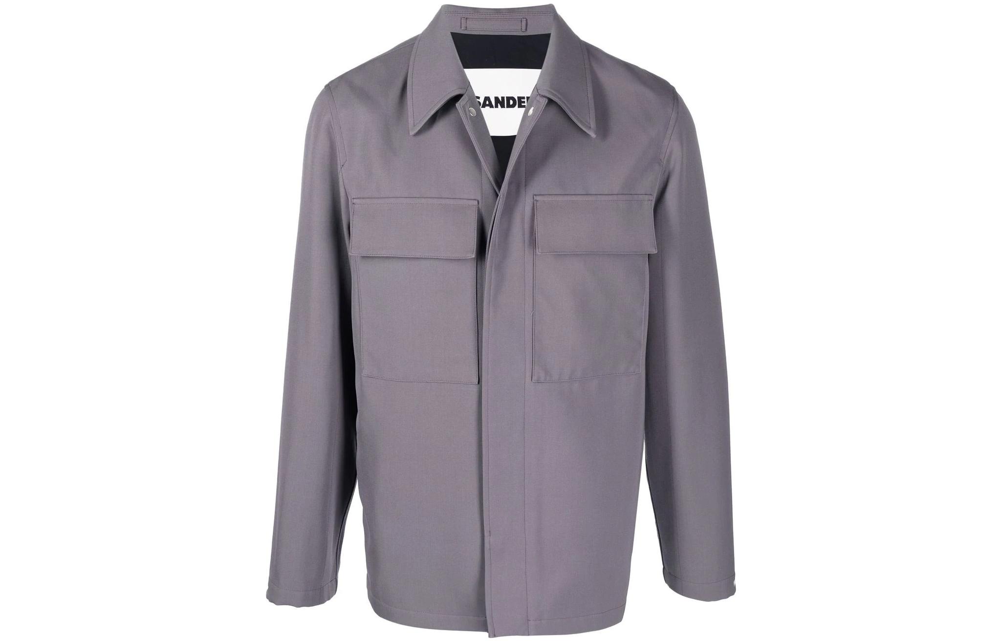 Jil Sander FW22 Grey Single-Breasted Overshirt Jacket Mens JSMU400111MU202000-031