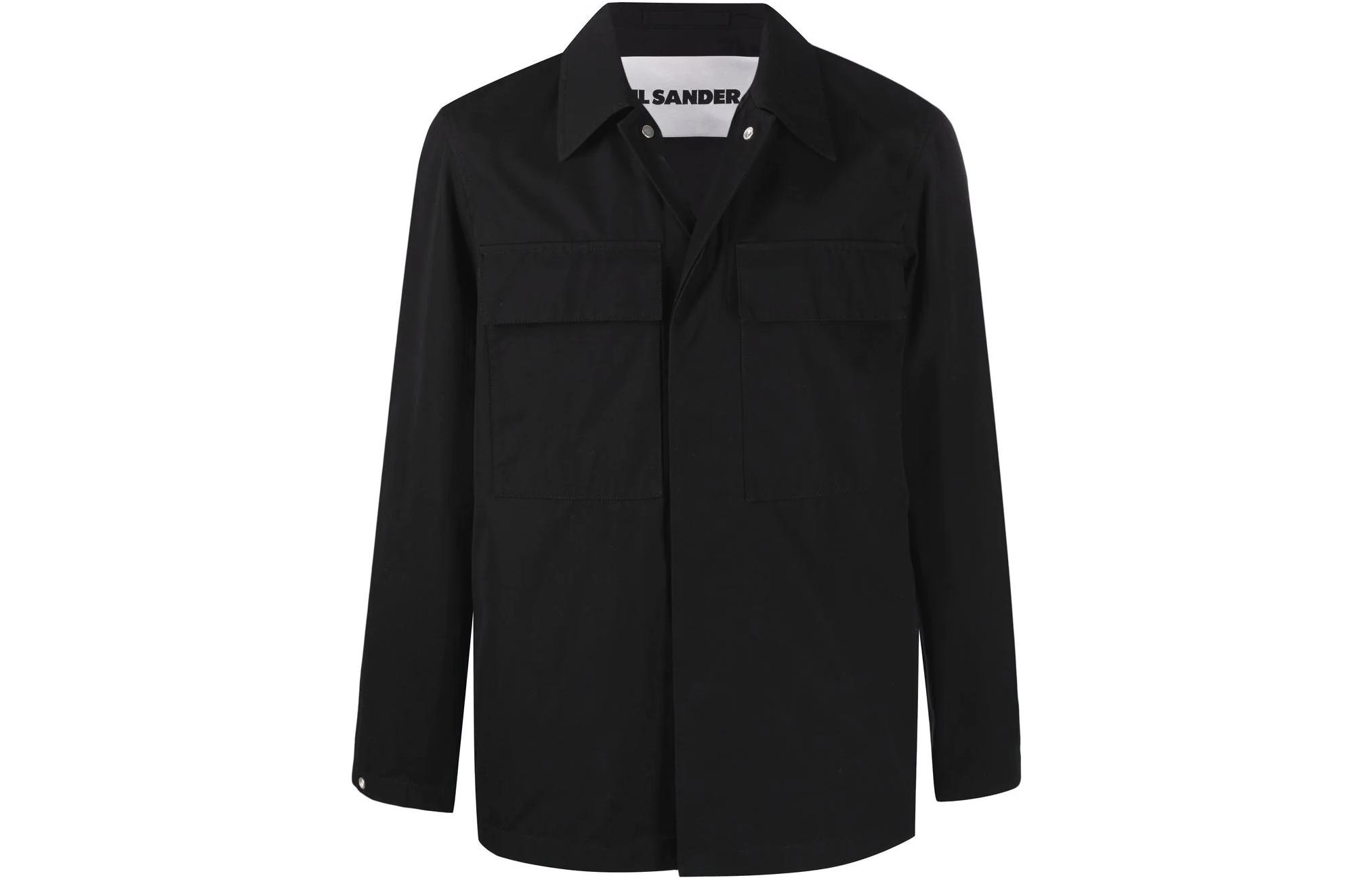 Jil Sander FW22 Hidden Front Collar Long-Sleeve Black Jacket JSMU400121MU241300401