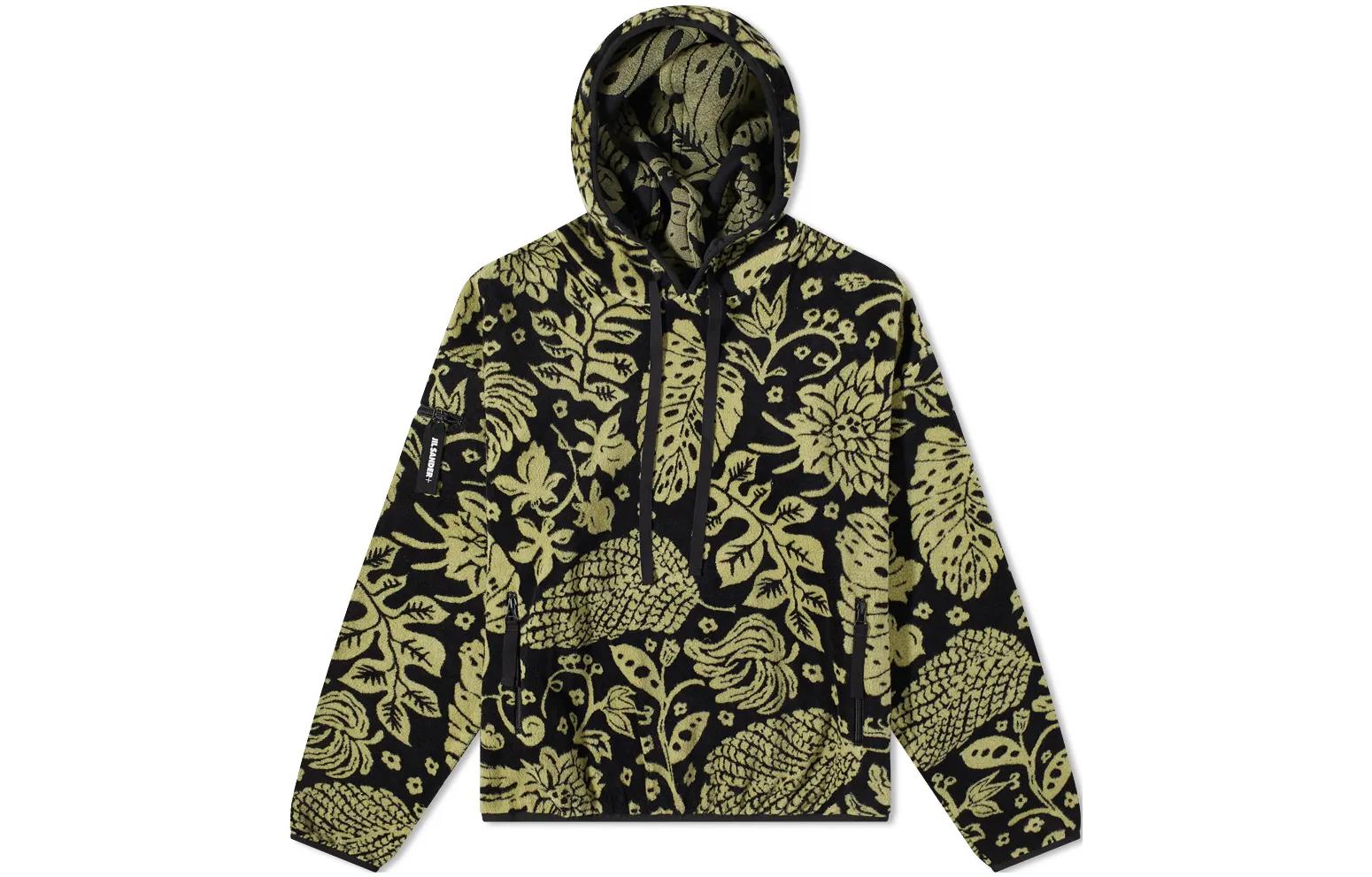JIL SANDER FW22 Leaf Print Oversized Green Hoodie Casual Wear JPUU707509-MU258268-332