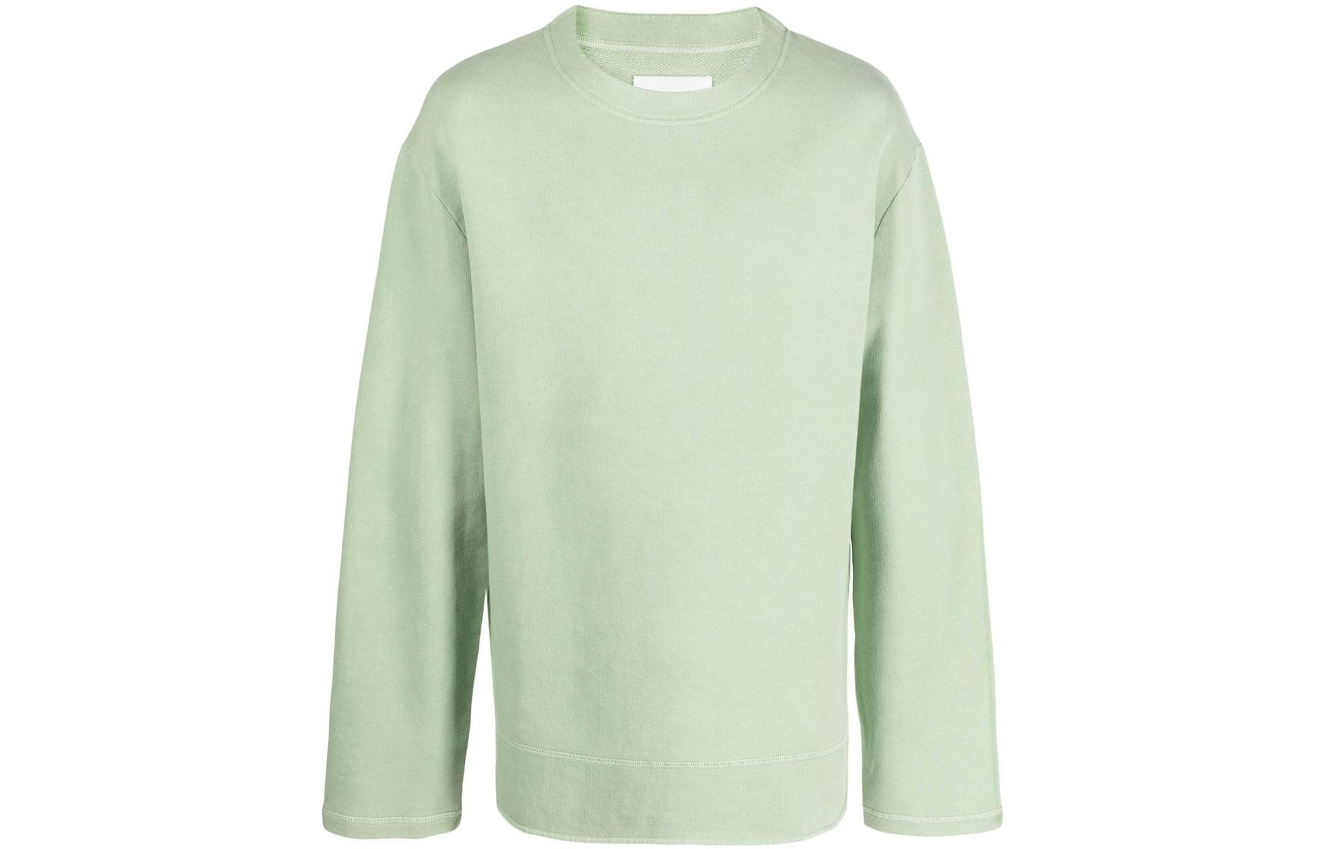 JIL SANDER FW22 Oversized Cotton Crewneck Sweatshirt Light Green JSMU707001MU249208A-GREEN