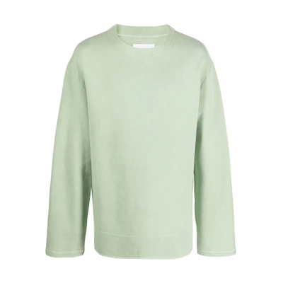JIL SANDER FW22 Oversized Cotton Crewneck Sweatshirt Light Green JSMU707001MU249208A-GREEN